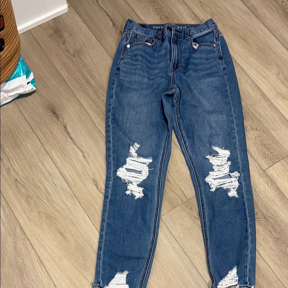 American Eagle Outfitters Blue Boyfriend Jeans Distressed